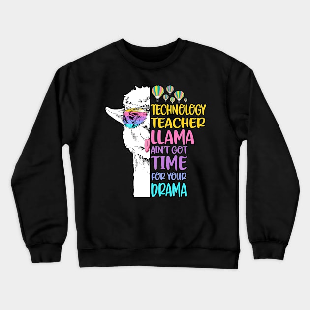 Technology Teacher Llama Crewneck Sweatshirt by Li